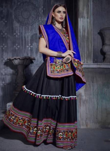 Blue And Black Colour Rajwadi Vol 1 New latest Designer Navratri Special Silk Lehenga Choli Collection 7001 B
